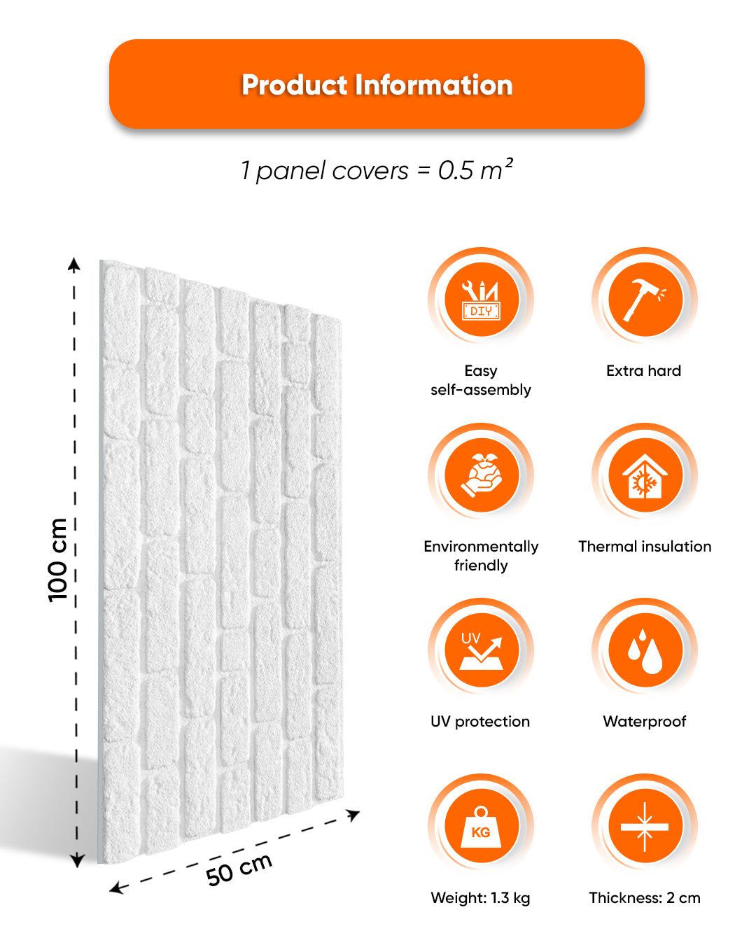 White Snow L-1900 3D White Brick Wall Panels