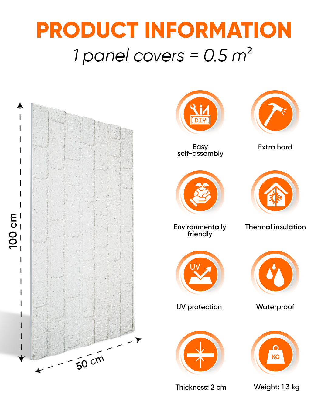 White Snow L-1900 3D White Brick Wall Panels