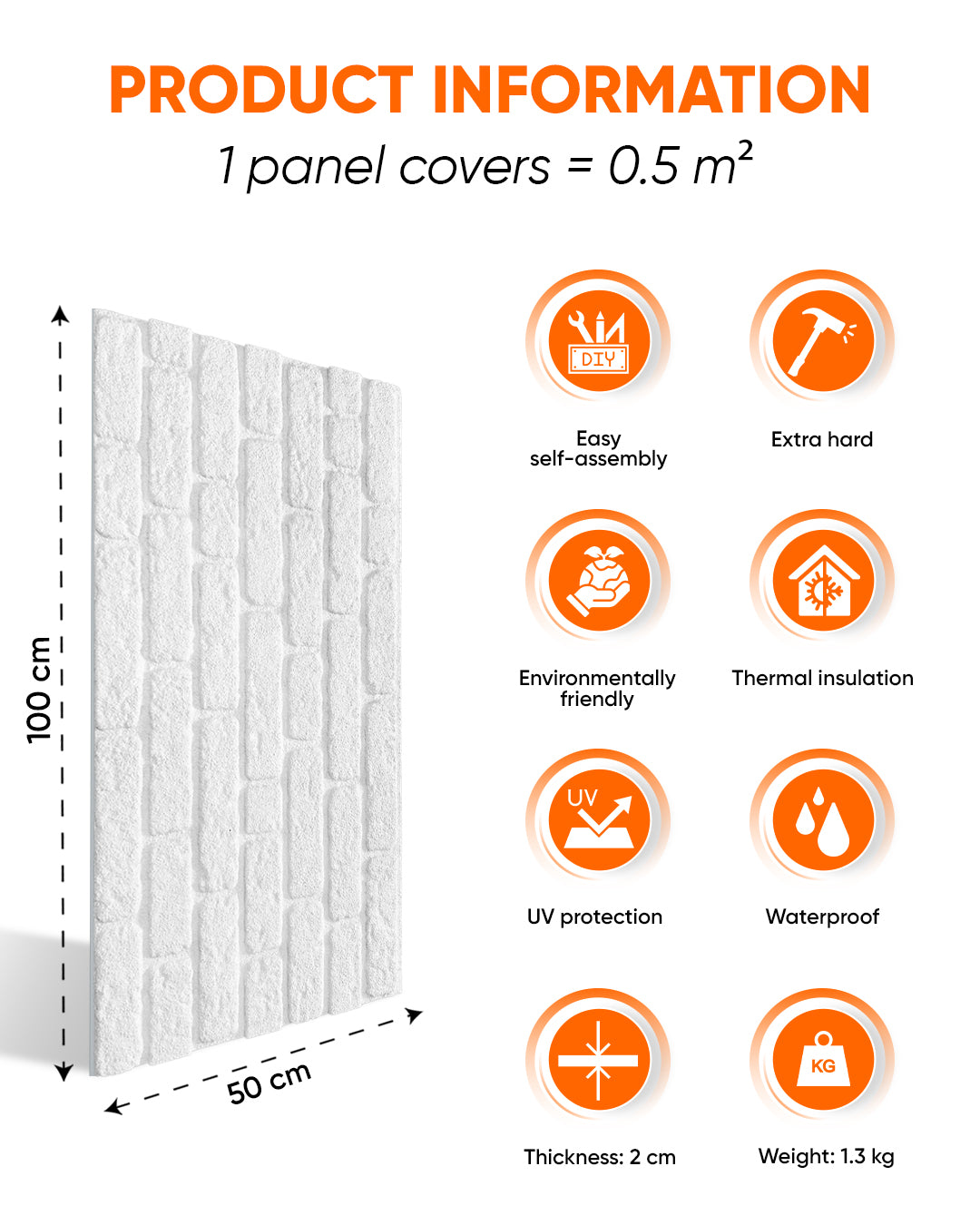 White Snow L-1900 3D White Brick Wall Panels