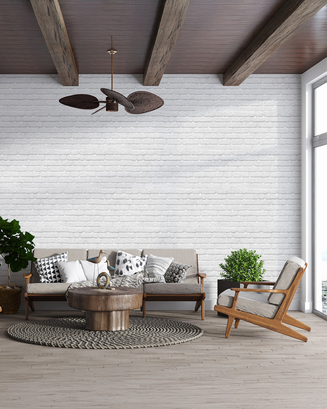 White Snow L-1900 3D White Brick Wall Panels