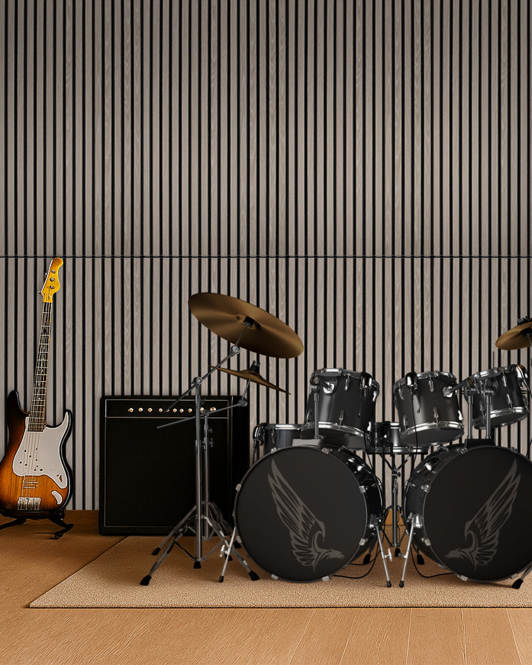 Self-Adhesive Acoustic Panel 60 x 120 x 2.1 cm | Light Oak Wood Effect 4-Piece Set