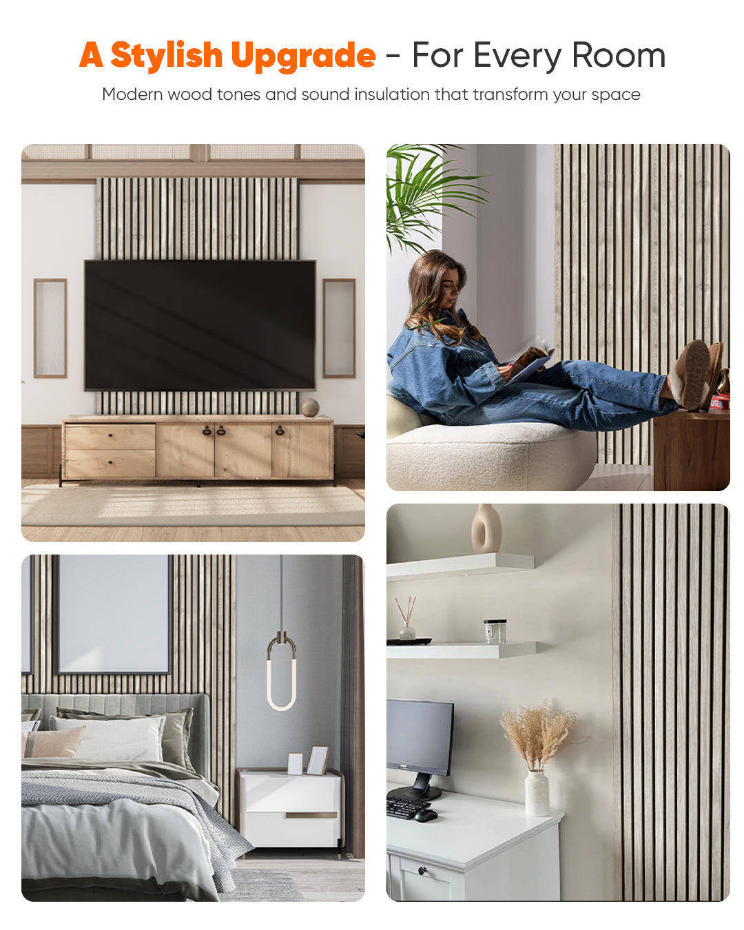3D Acoustic Wood Panel 2-Piece Set – Argento | Acoustic Panels 60x120 cm