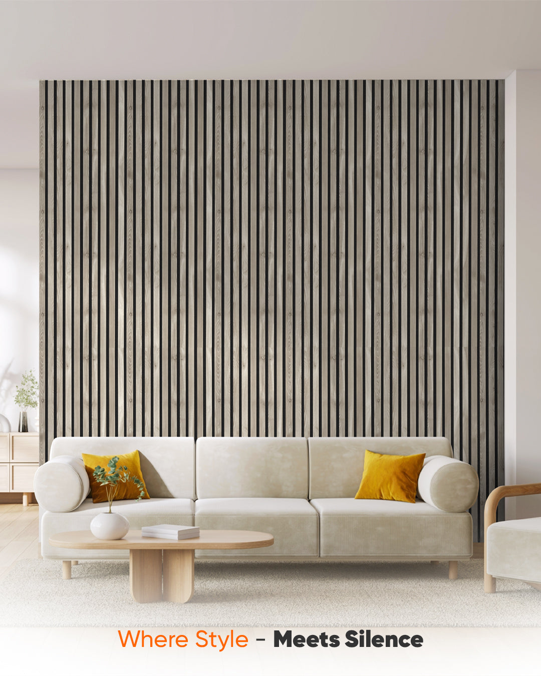 3D Acoustic Wood Panel 2-Piece Set – Argento | Acoustic Panels 60x120 cm