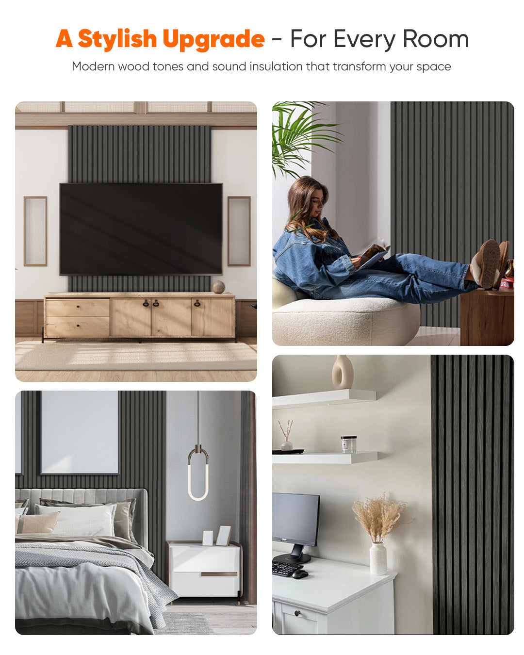 3D Acoustic Wood Panel 2-Piece Set – Dark Wood | Acoustic Panels 60x120 cm