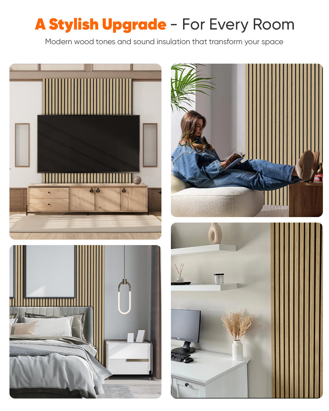 3D Acoustic Wood Panel 2-Piece Set – Natural | Acoustic Panels 60x120 cm