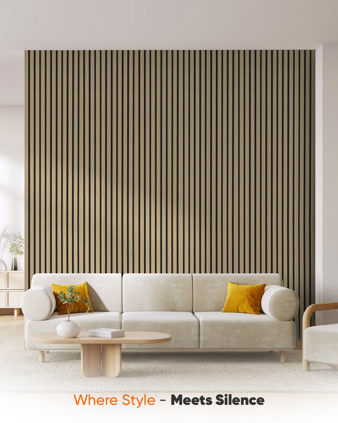 3D Acoustic Wood Panel 2-Piece Set – Natural | Acoustic Panels 60x120 cm