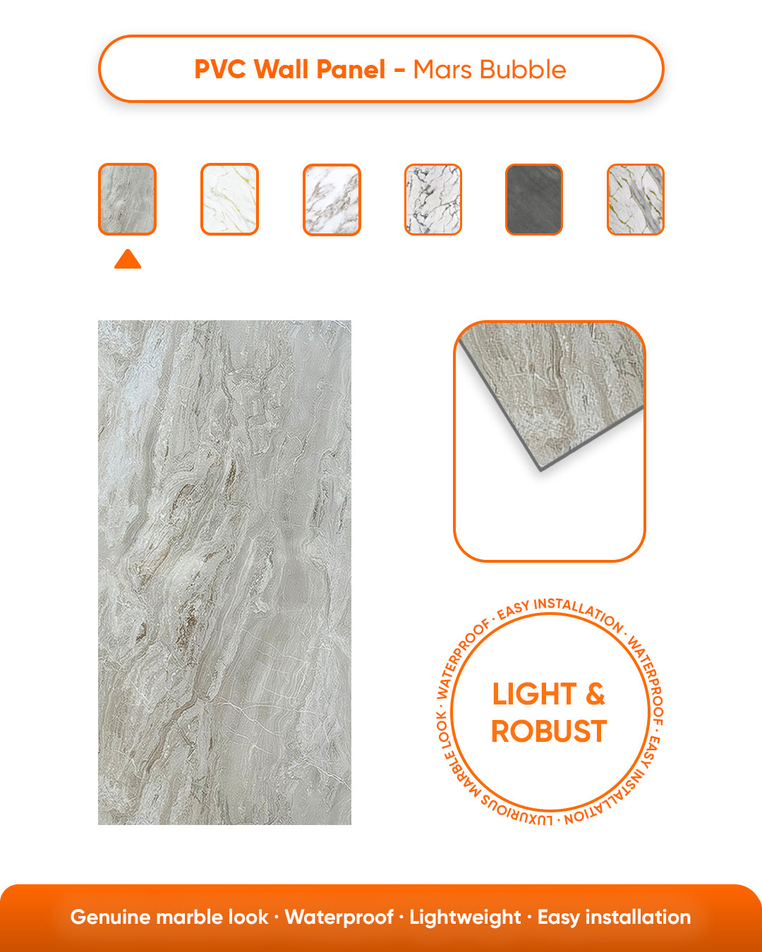 Mars Bubble Marble Look Wallpanels