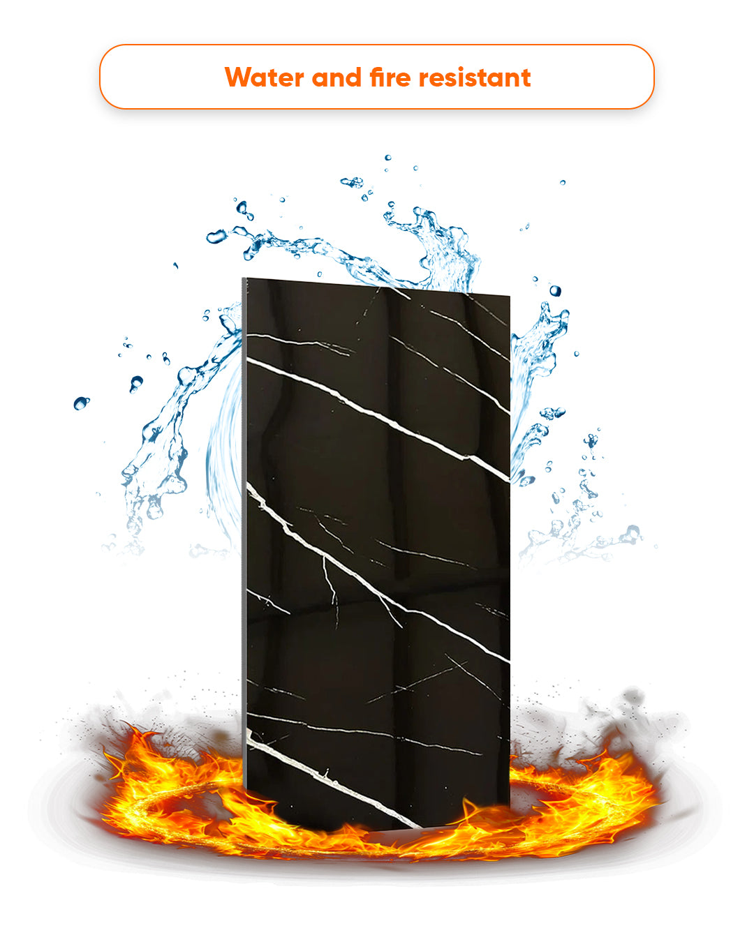 Black Lightning Marble Look Wallpanels