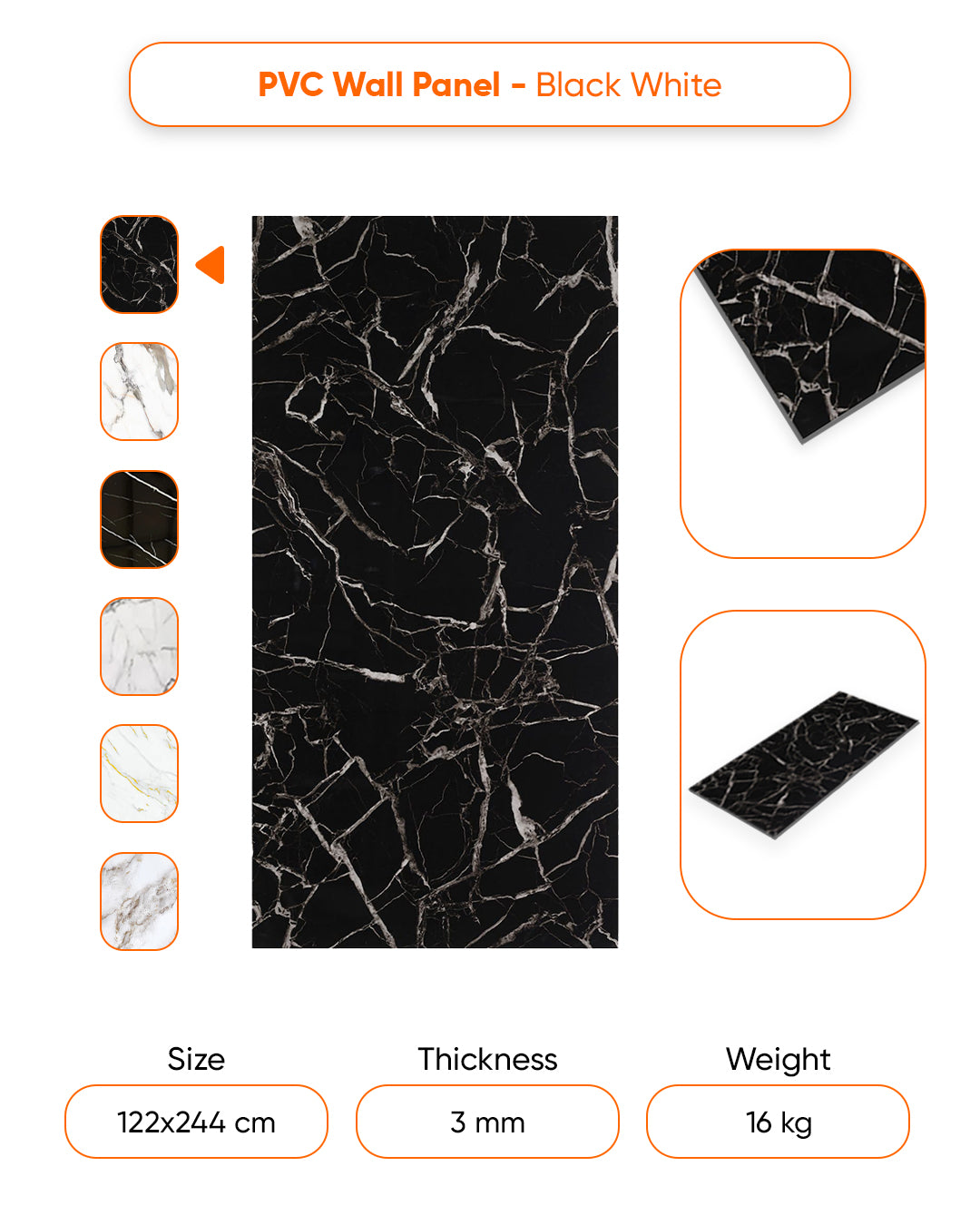 Black White Marble Look Wallpanels