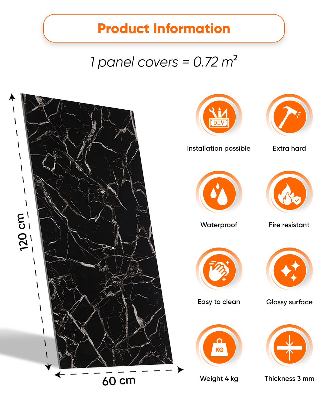 Black White Marble Look Wallpanels