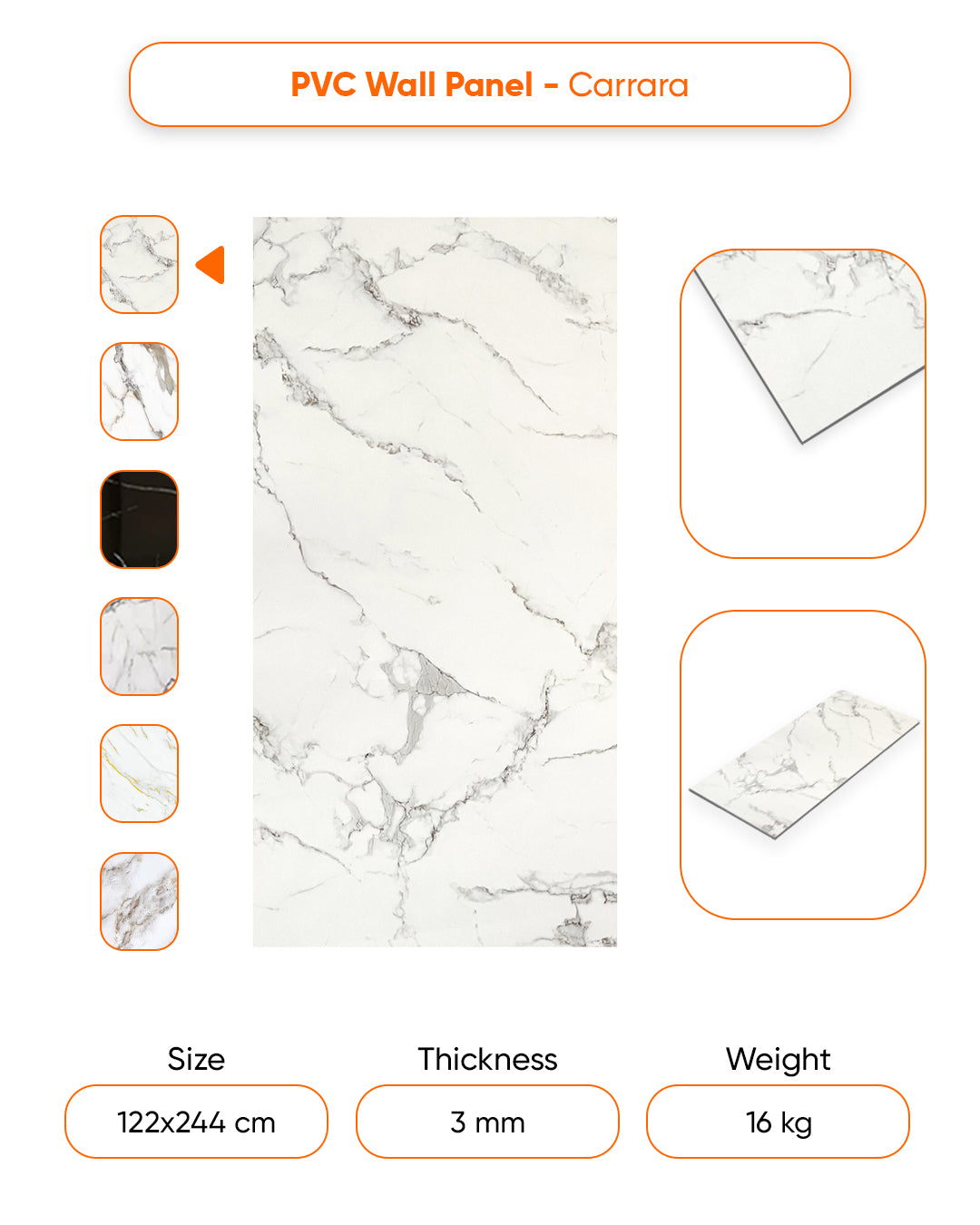 Carrara Marble Look Wallpanels