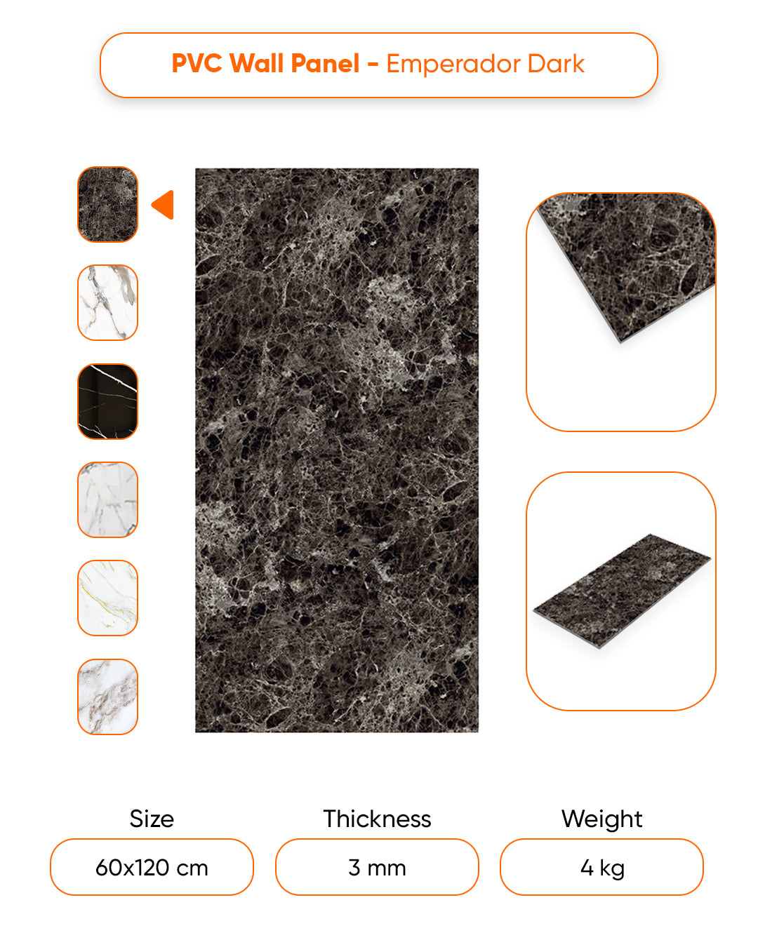 Emperador Dark Marble Look Wallpanels