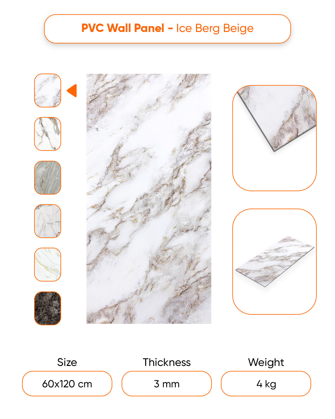 Ice Berg Beige Marble Look Wallpanels