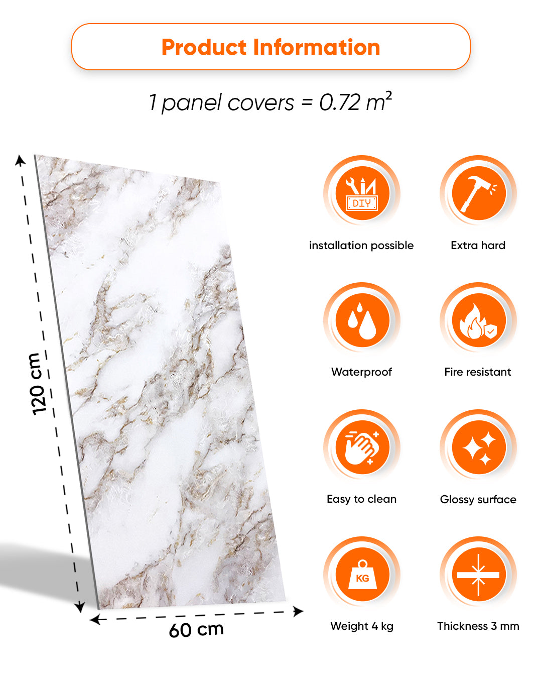 Ice Berg Beige Marble Look Wallpanels
