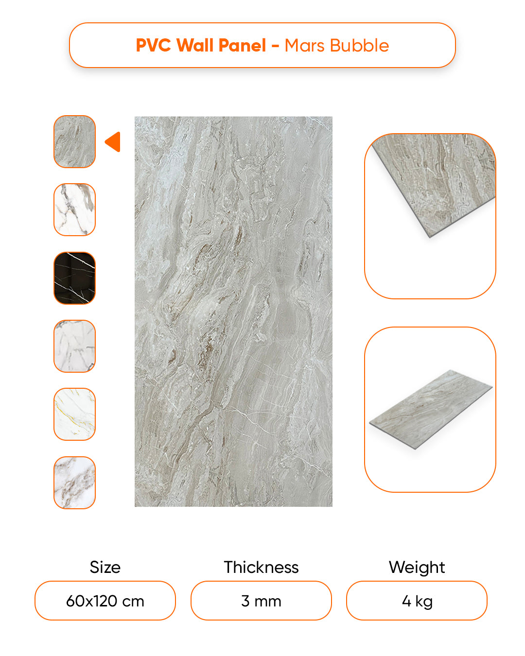 Mars Bubble Marble Look Wallpanels