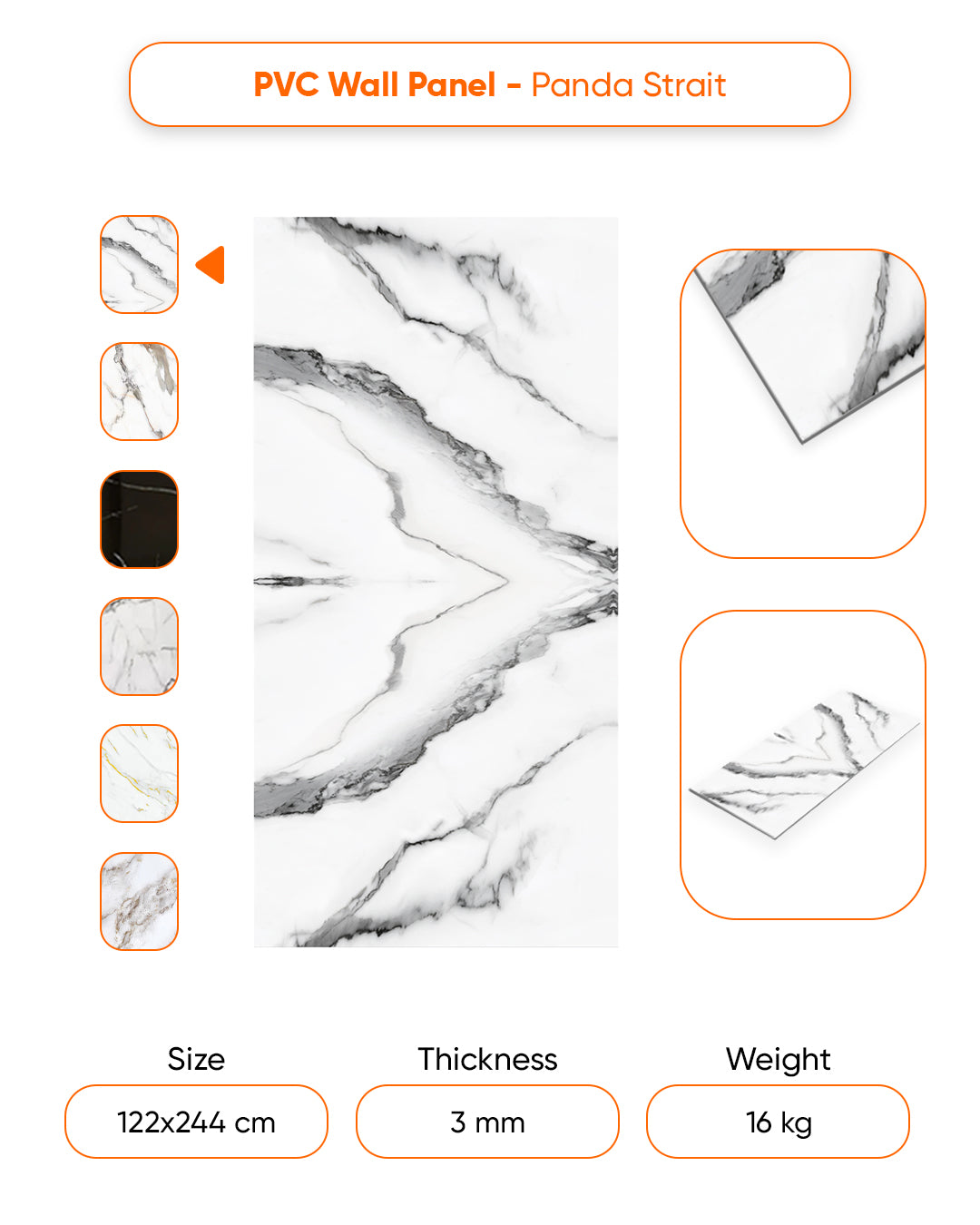 Panda Strait Marble Look Wallpanels