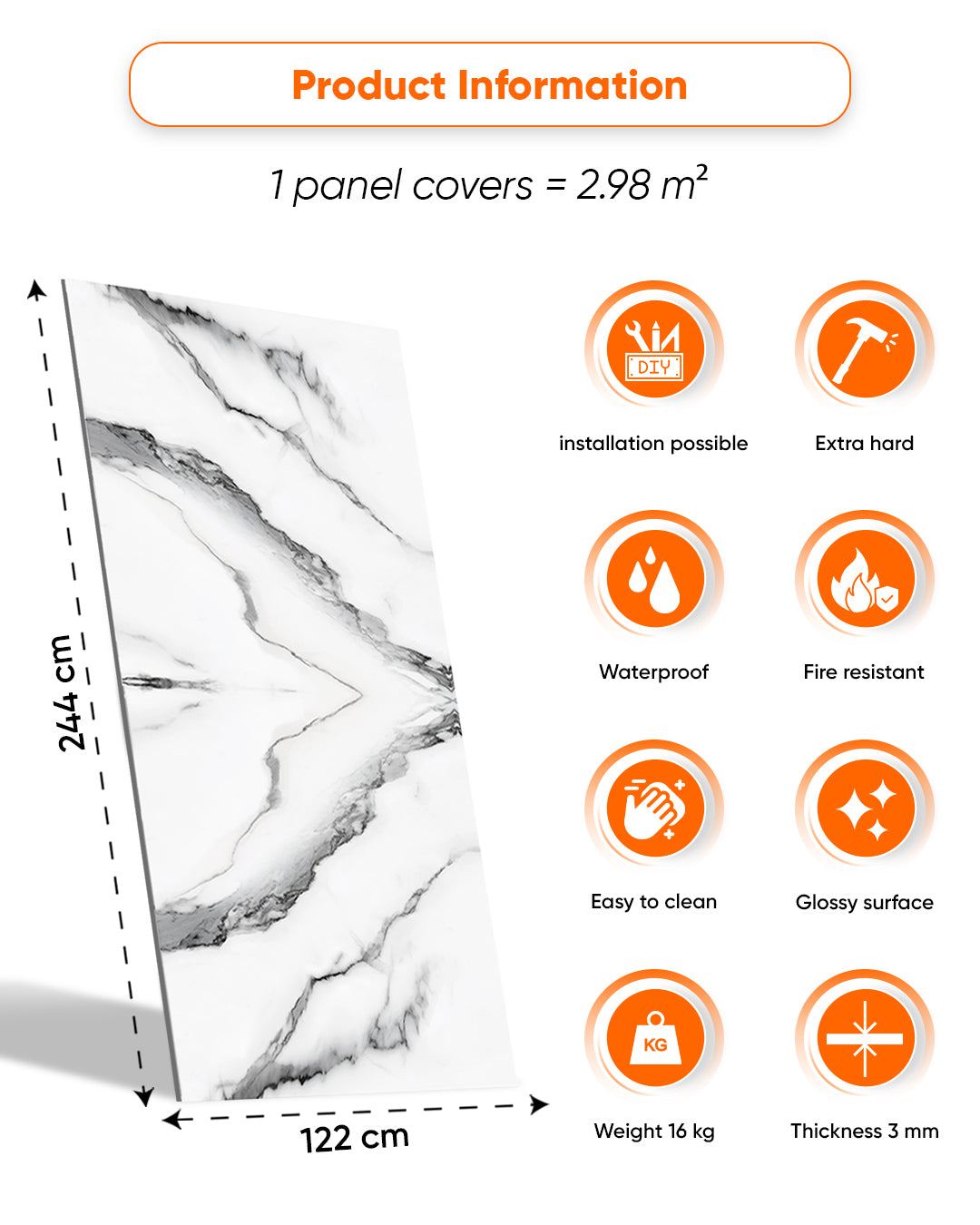 Panda Strait Marble Look Wallpanels