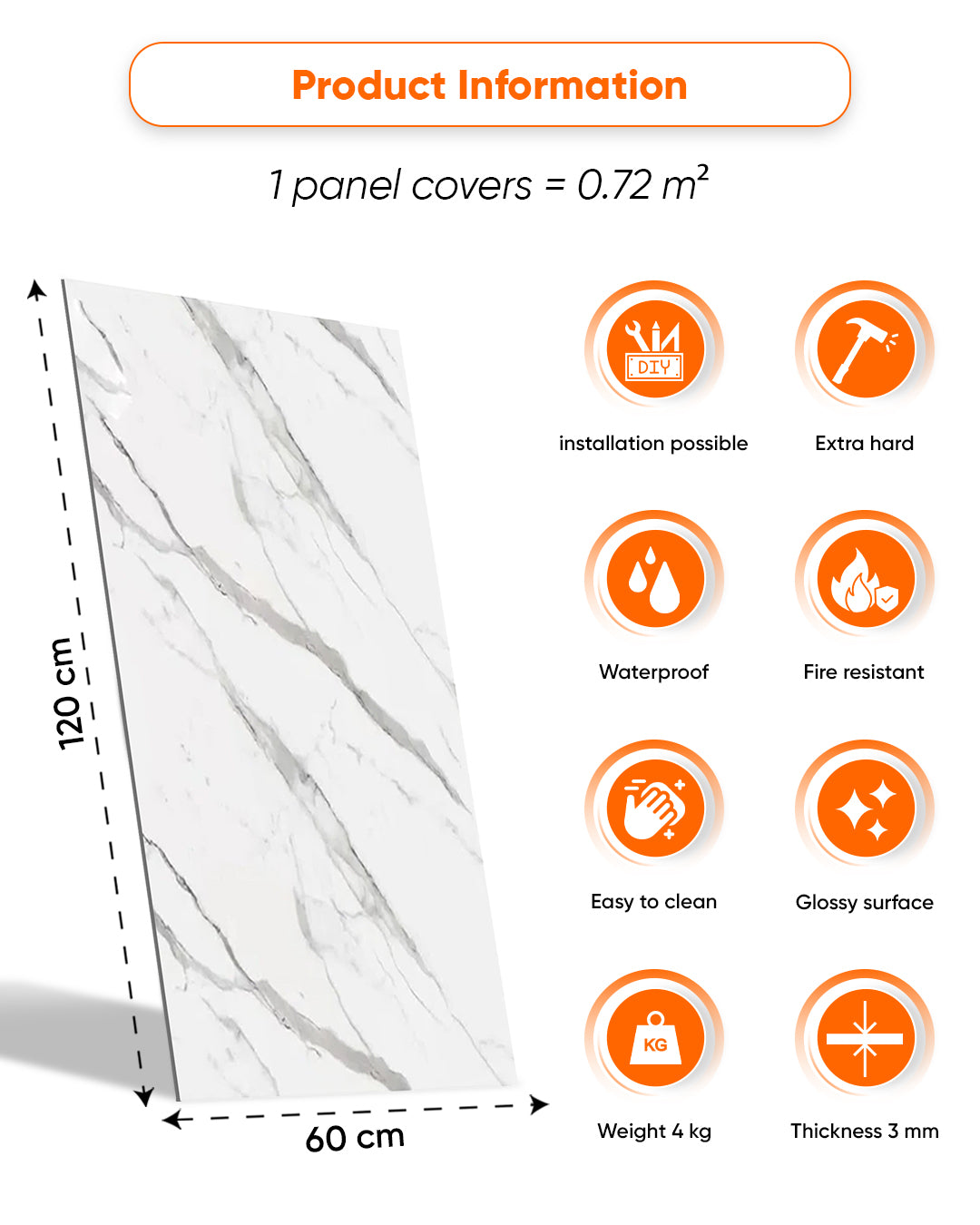Ice Berg Grey New Marble Look Wallpanels