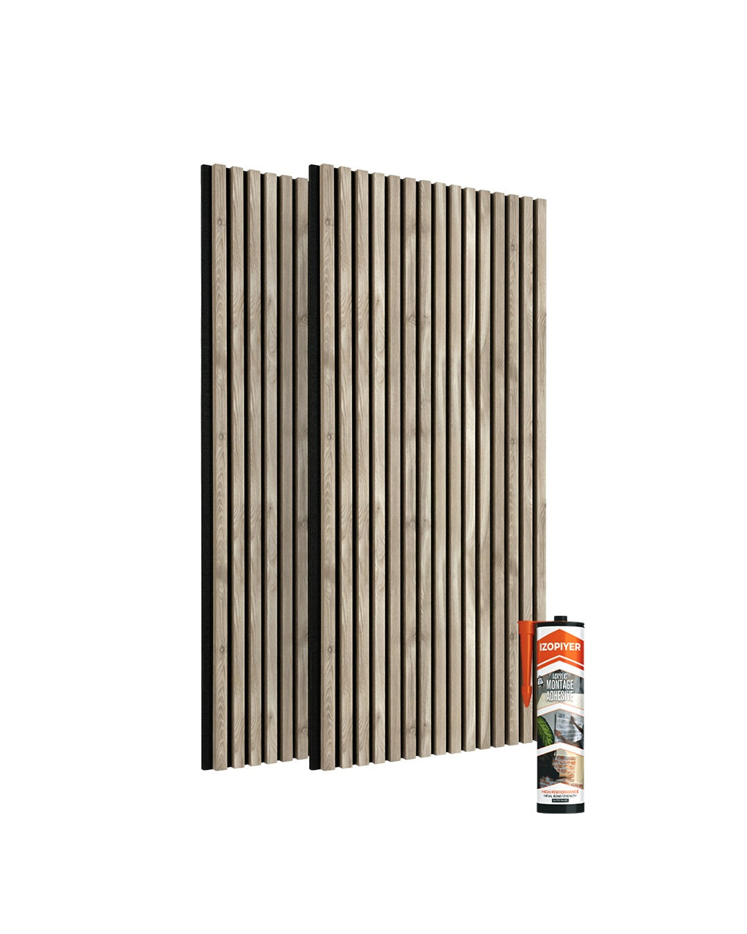 3D Acoustic Wood Panel 2-Piece Set – Argento | Acoustic Panels 60x120 cm