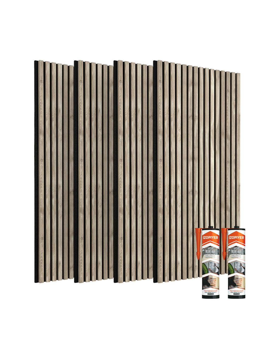 3D Acoustic Wood Panel 2-Piece Set – Argento | Acoustic Panels 60x120 cm