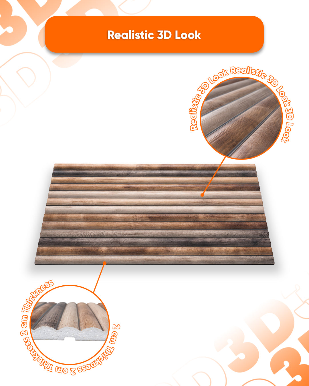 Wall Cladding Wood Look 50×100×2 cm | 3D Wall Panels Made of Styrofoam | Rustic Wood OP-02