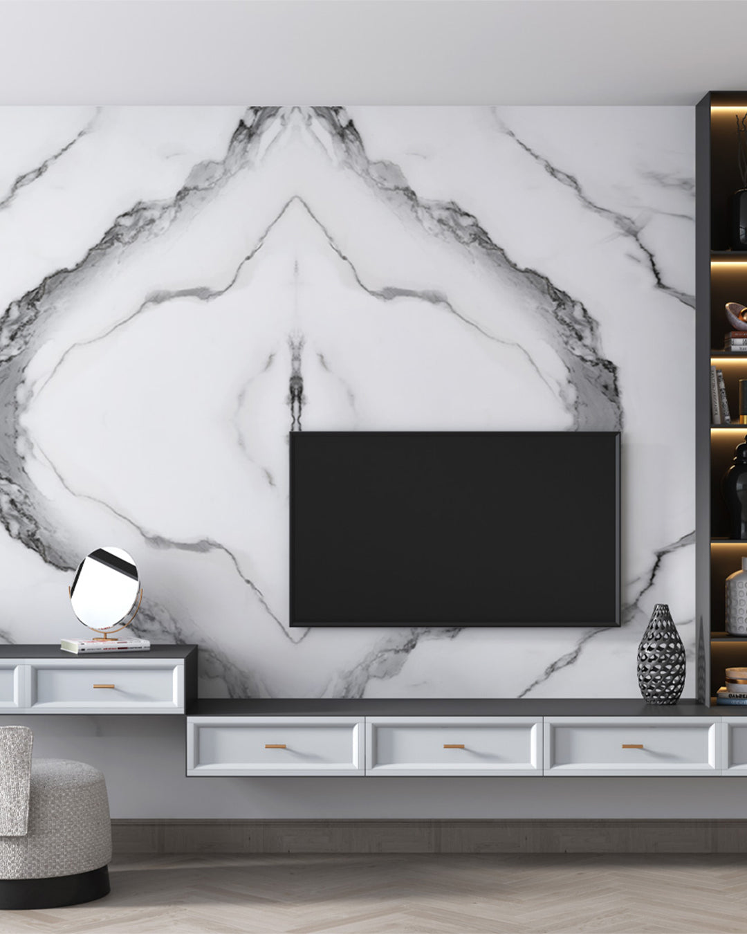 Panda Strait Marble Look Wallpanels