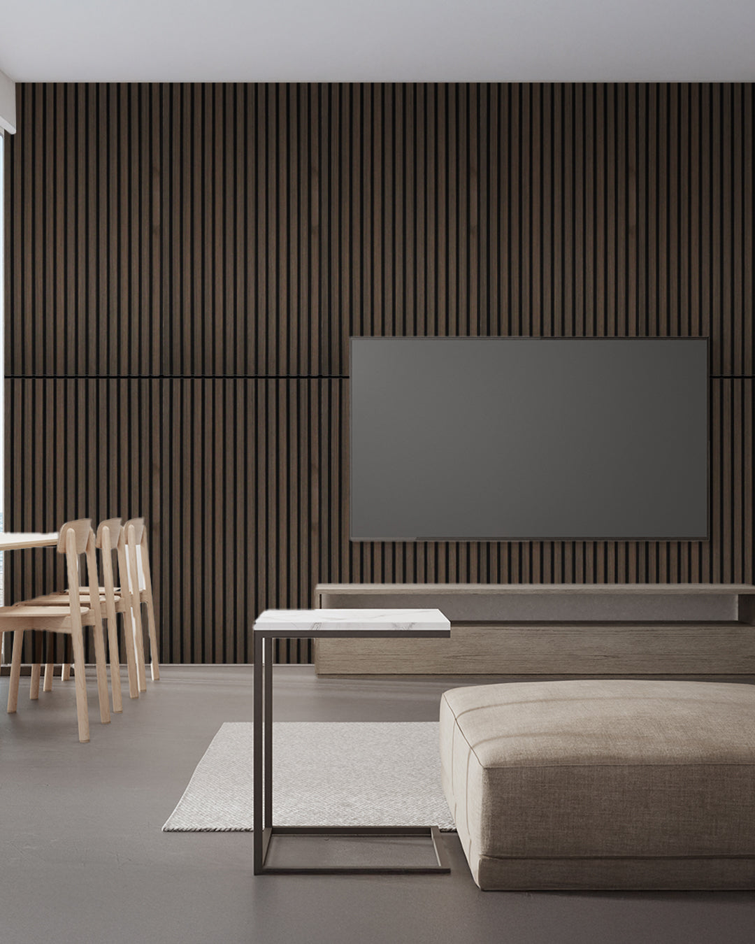 Self-Adhesive Acoustic Panel 60 x 120 x 2.1 cm | Smoke Walnut Wood Effect 4-Piece Set