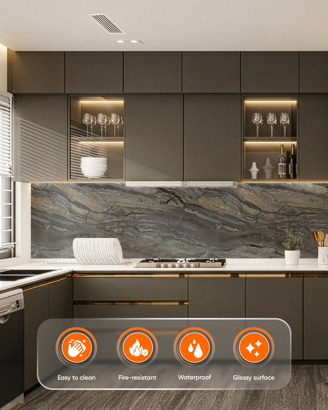 Smoky Brown Marble Look Wallpanels