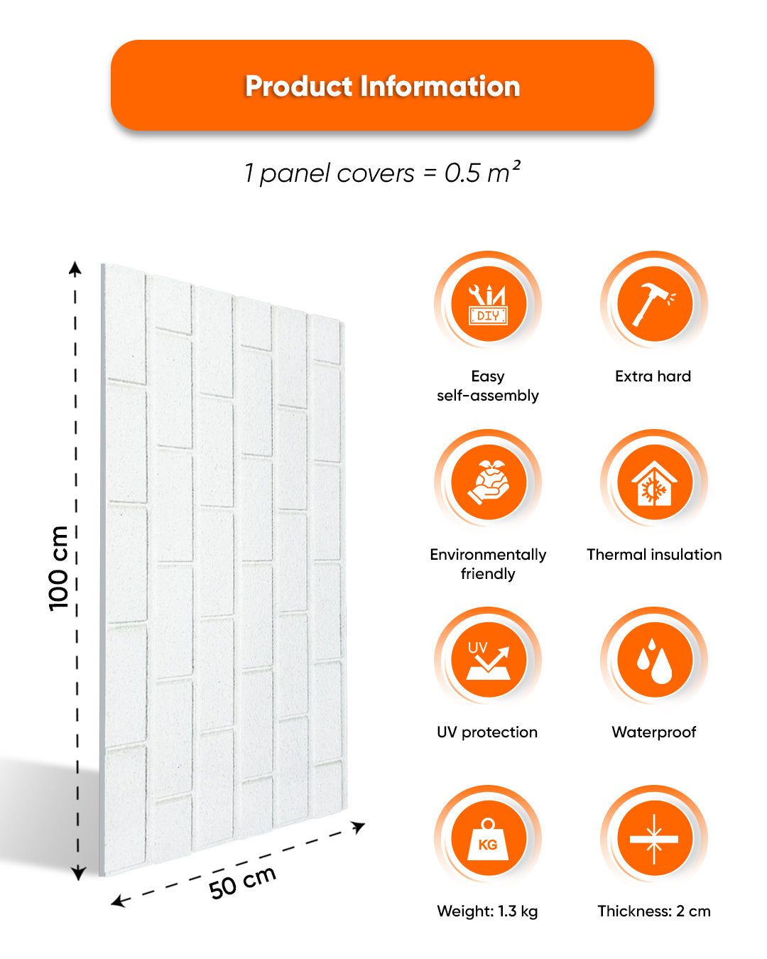 White Snow T-1900 3D White Brick Wall Panels