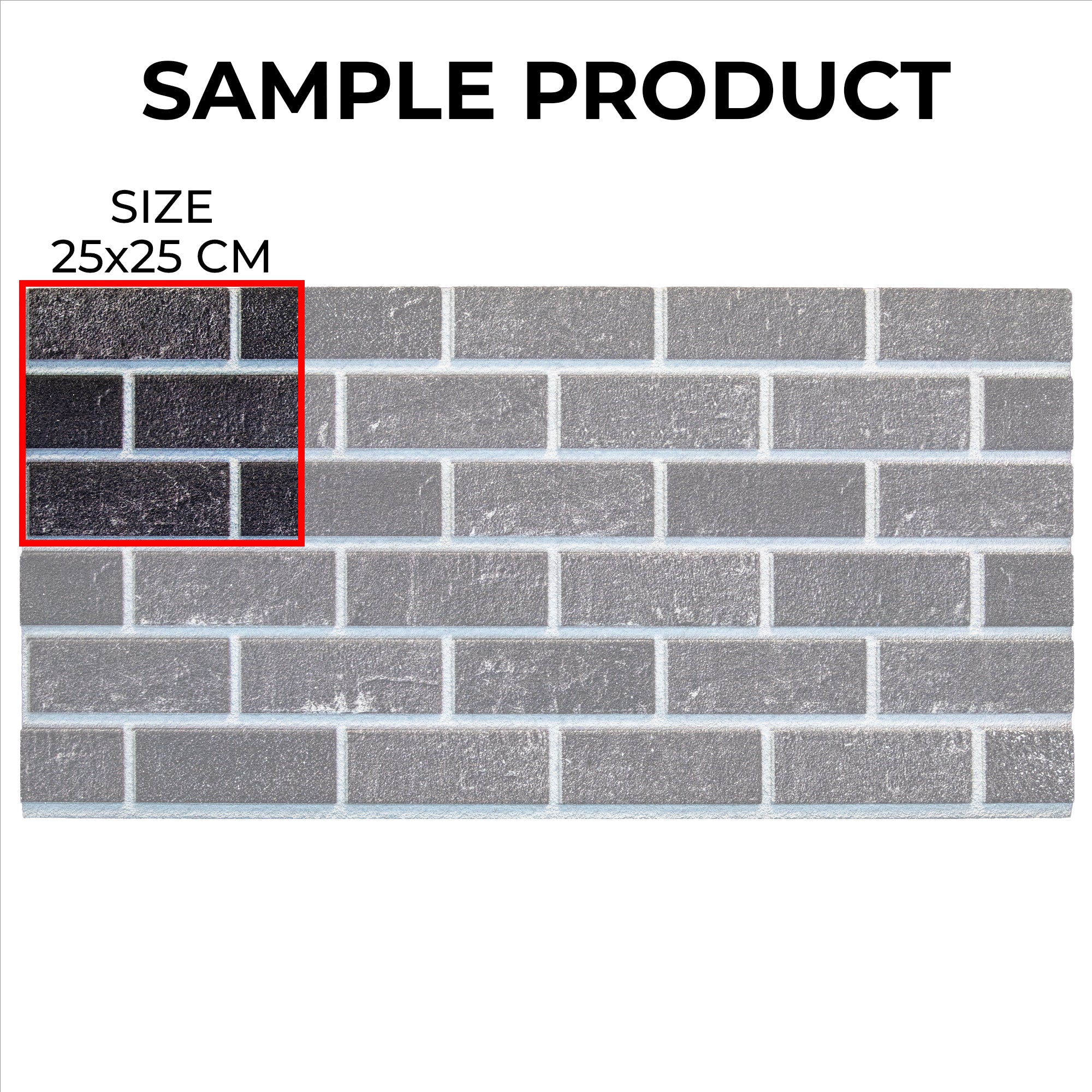 Sample Product 25x25 cm Ash Smoke T-1905 3D Brick Mixed Wall Panels