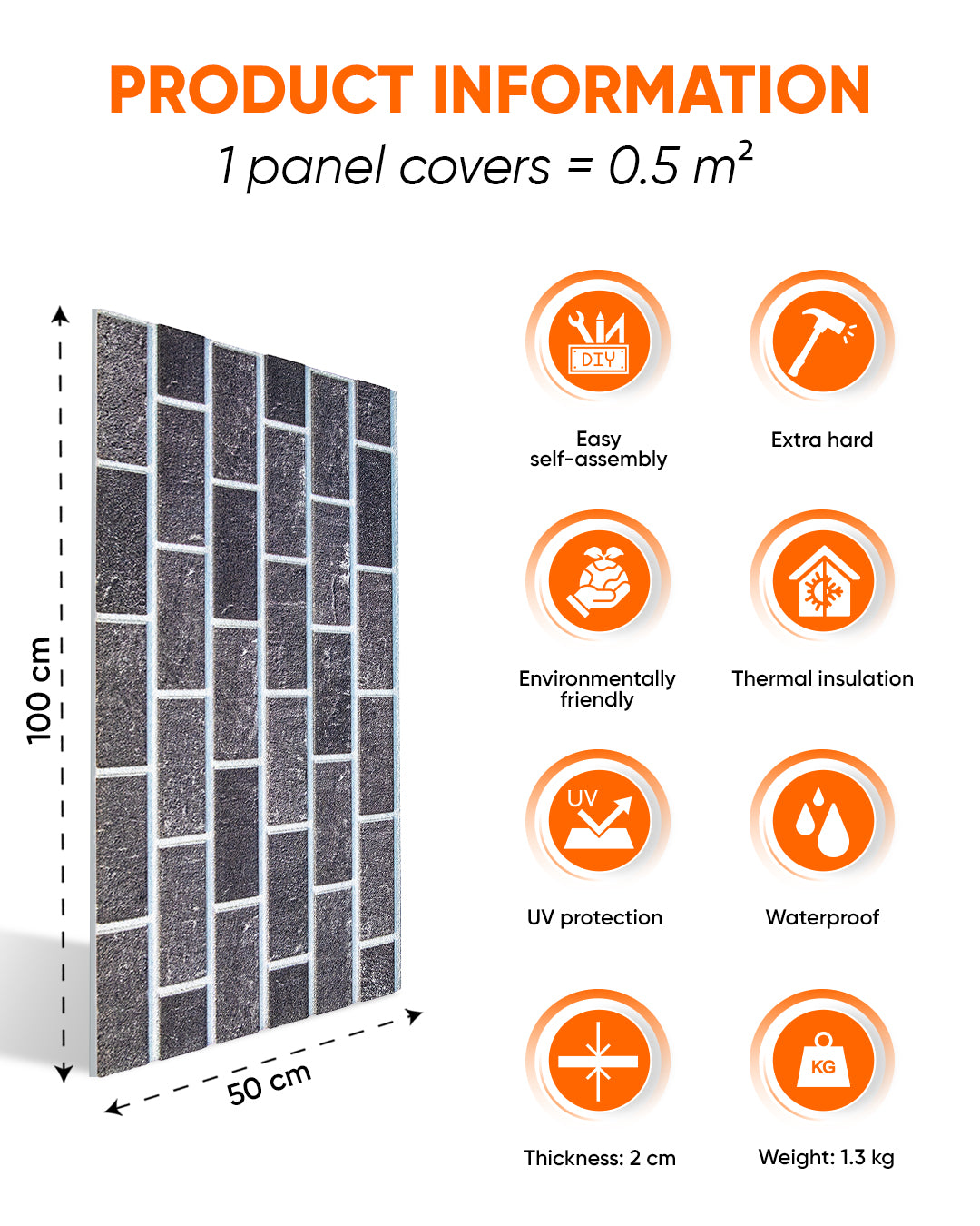 Ash Smoke T-1905 3D Brick Mixed Wall Panels
