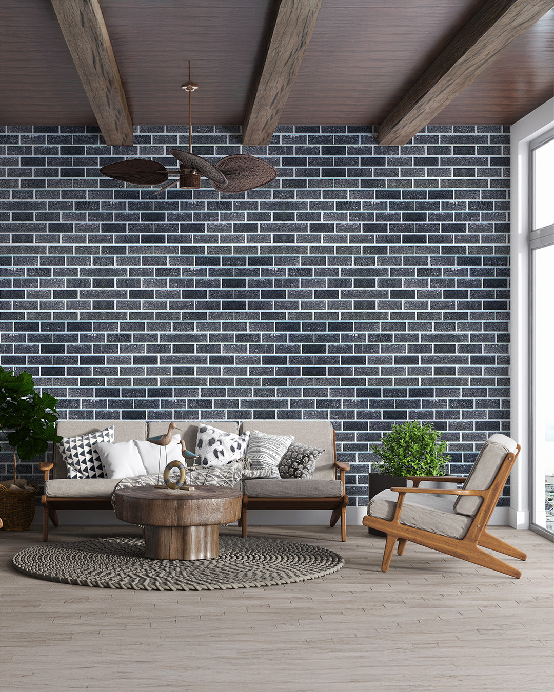 Ash Smoke T-1905 3D Brick Mixed Wall Panels