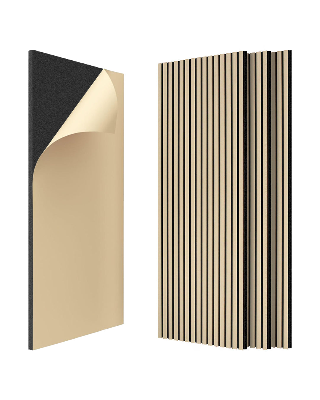 Self-Adhesive Acoustic Panel 60 × 120 × 2.1 cm | White Oak Wood Effect 4-Piece Set