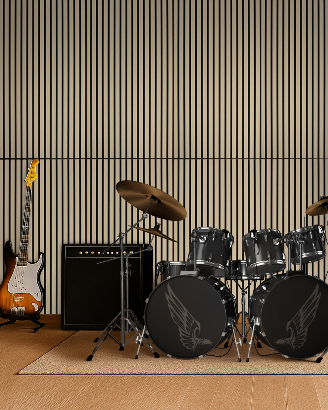 Self-Adhesive Acoustic Panel 60 × 120 × 2.1 cm | White Oak Wood Effect 4-Piece Set
