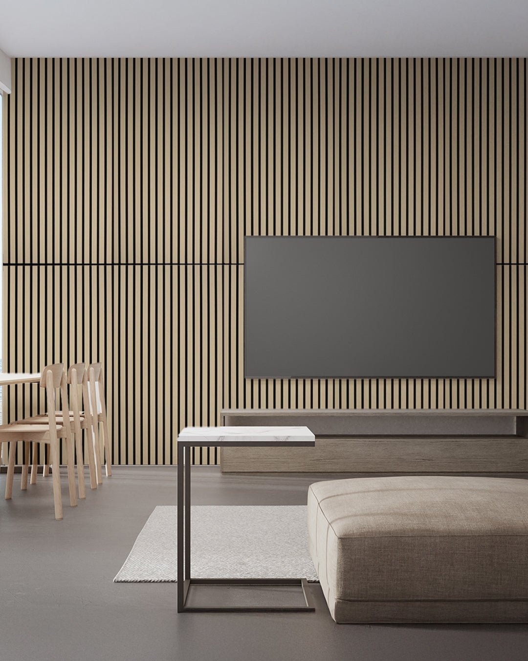 Self-Adhesive Acoustic Panel 60 × 120 × 2.1 cm | White Oak Wood Effect 4-Piece Set