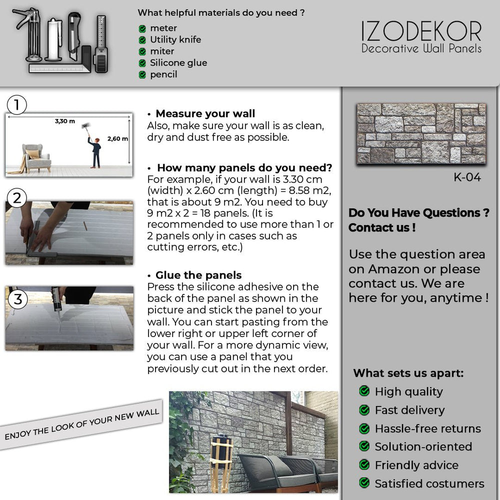 IZODEKOR Backyard K04 3D Brick Mixed Wall Panels