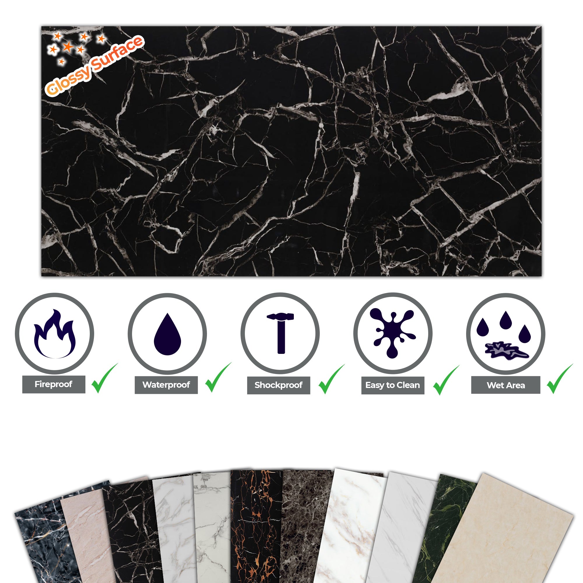 Black White Marble Look Wallpanels - izodekor3D Wall PanelBlack White Marble Look Wallpanels