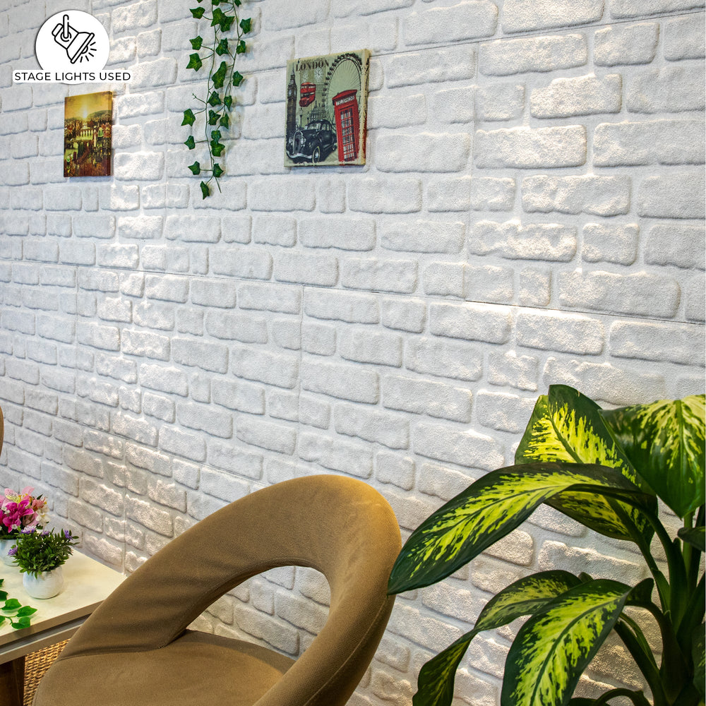 IZODEKOR White Snow L1900 3D White Brick Wall Panels